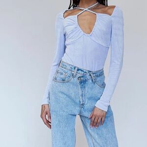 Princess Polly Sky Blue Long Sleeve Bodysuit Size 10 NWT